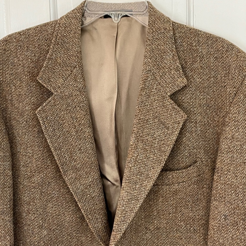 VINTAGE HARRIS TWEED MENS JACKET 100% Handwoven Wool Made for Orvis Size 42R - Picture 2 of 15